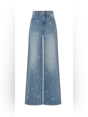 Fabrique Nico Hand Sewn Embellished
Jeans Light Blue Wide-Leg Jeweled Jeans